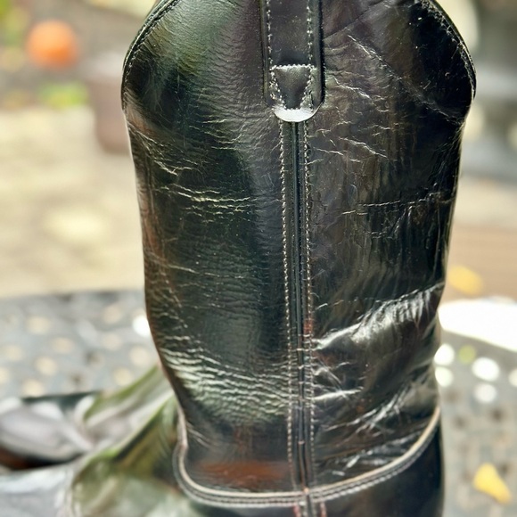 H & H Oil Resistant Black Leather Cowboy Boots - Picture 2 of 9